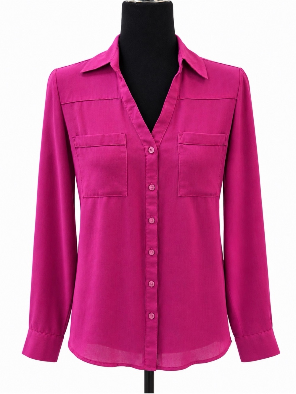Express Portofino Fuchsia Button-Down Shirt with Chest Pockets Size small